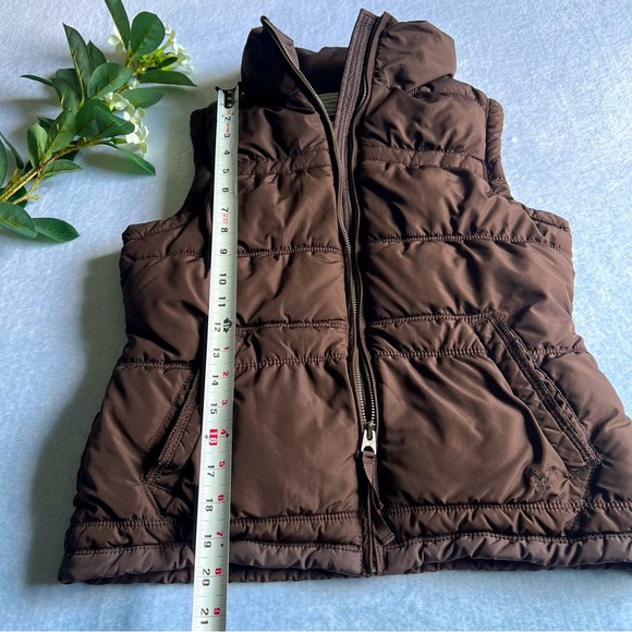 American Eagle Outfitters Cropped Puffer Vest Women's Size Small Brown Full Zip - Picture 4 of 11